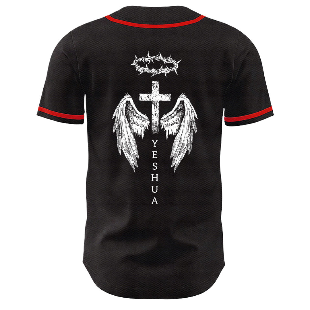 Christianartworkshop Yeshua Dornenkrone Kreuz Engelsflügel Unisex Baseballtrikot - image 13