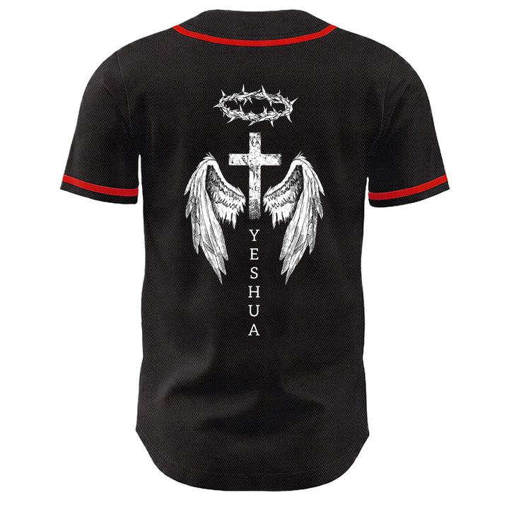 Christianartworkshop Yeshua Dornenkrone Kreuz Engelsflügel Unisex Baseballtrikot - image 13