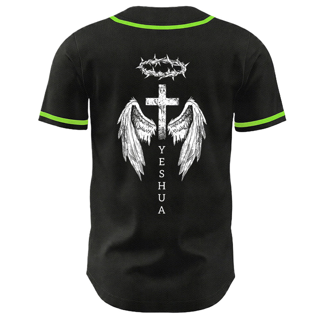 Christianartworkshop Yeshua Dornenkrone Kreuz Engelsflügel Unisex Baseballtrikot - image 19