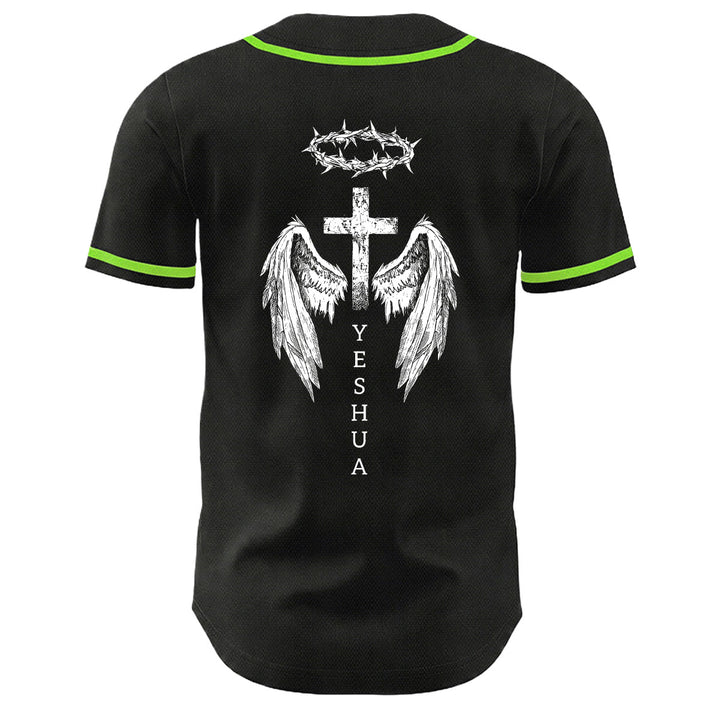 Christianartworkshop Yeshua Dornenkrone Kreuz Engelsflügel Unisex Baseballtrikot - image 19