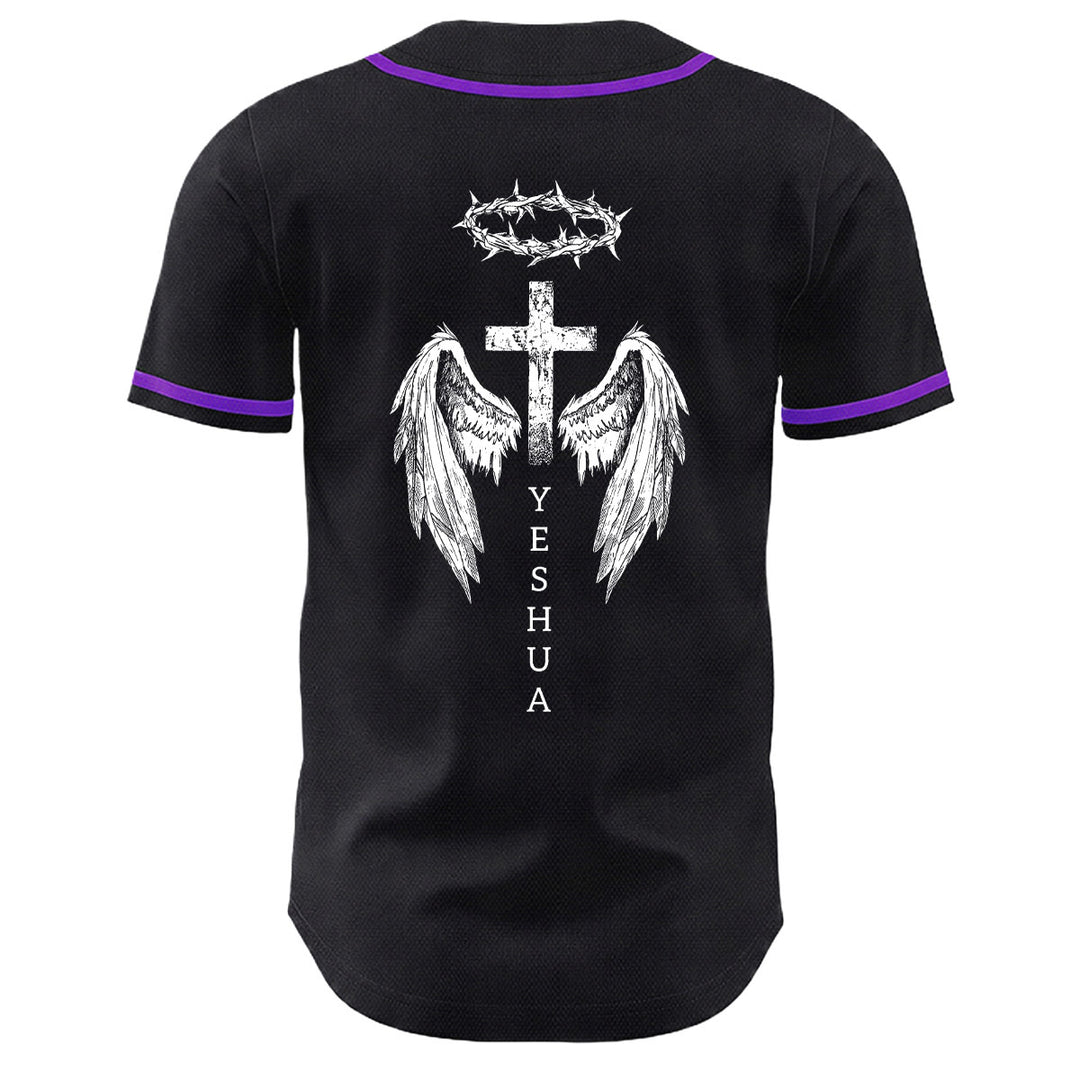 Christianartworkshop Yeshua Dornenkrone Kreuz Engelsflügel Unisex Baseballtrikot - image 22