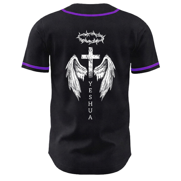 Christianartworkshop Yeshua Dornenkrone Kreuz Engelsflügel Unisex Baseballtrikot - image 22
