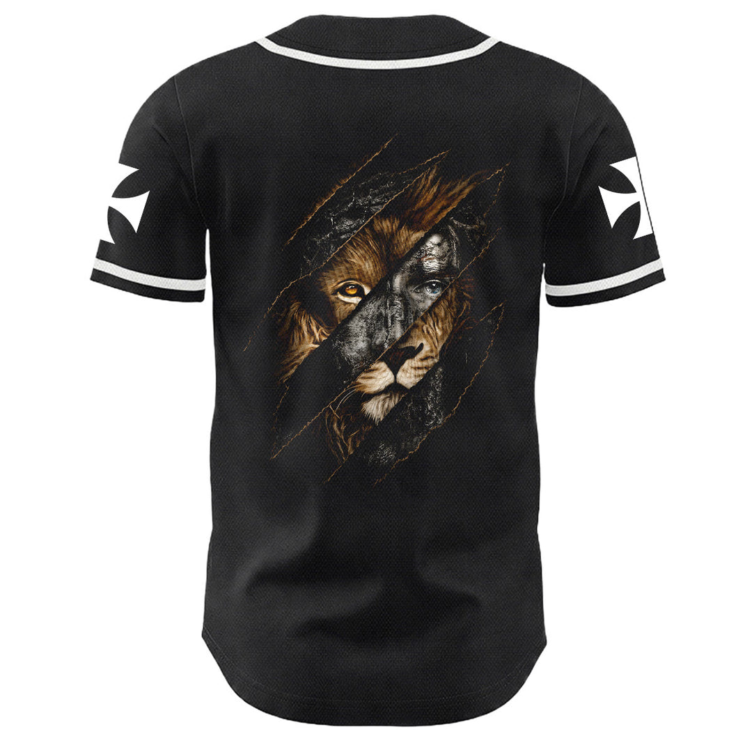 Christianartworkshop Jesus Löwe von Juda Zerrissenes Kratzer 3 Nägel Kreuz Unisex Baseballtrikot - image 10