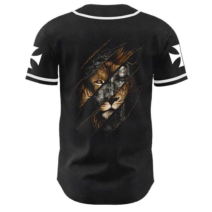 Christianartworkshop Jesus Löwe von Juda Zerrissenes Kratzer 3 Nägel Kreuz Unisex Baseballtrikot - image 10