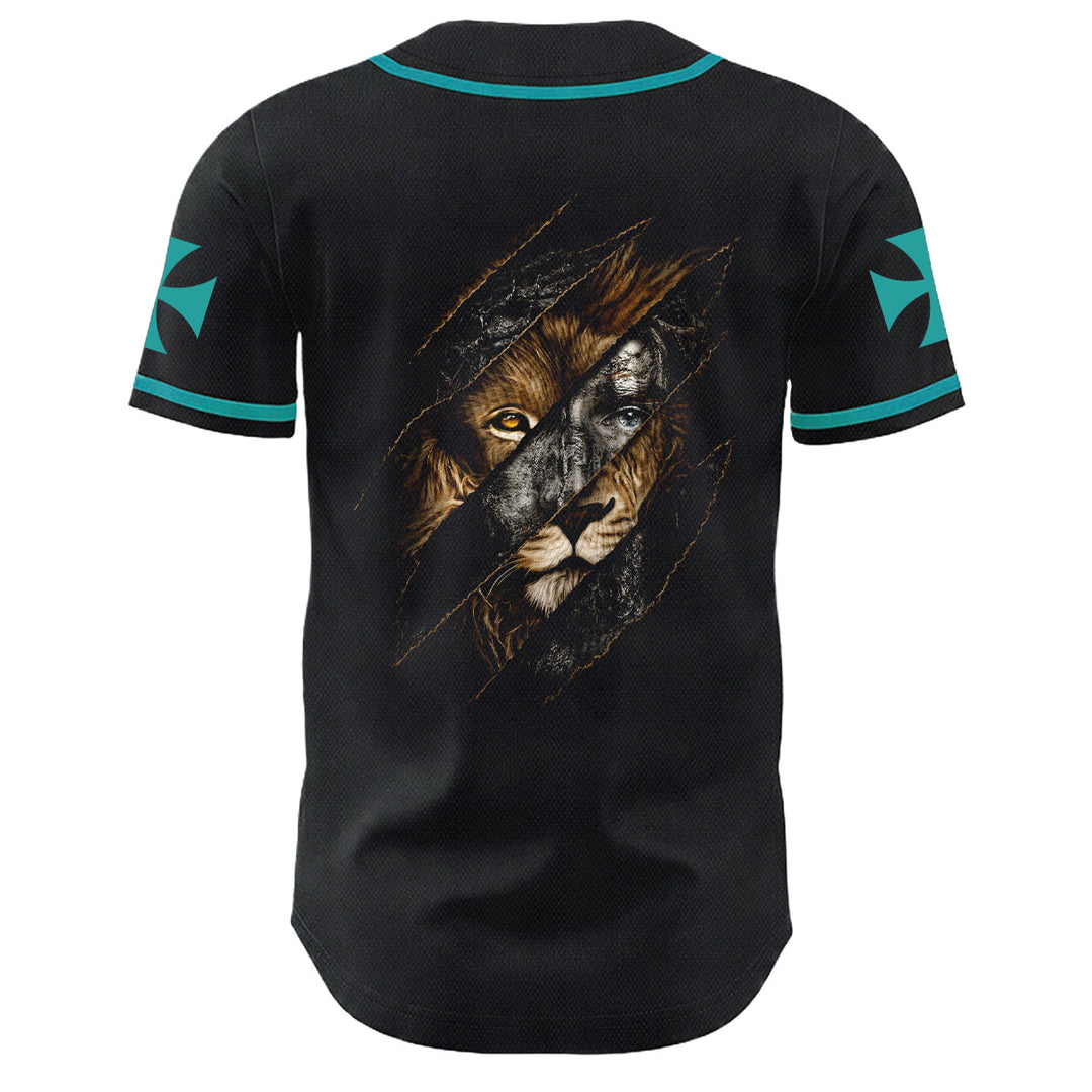 Christianartworkshop Jesus Löwe von Juda Zerrissenes Kratzer 3 Nägel Kreuz Unisex Baseballtrikot - image 25