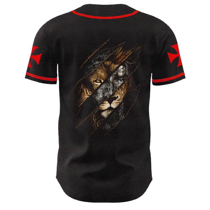 Christianartworkshop Jesus Löwe von Juda Zerrissenes Kratzer 3 Nägel Kreuz Unisex Baseballtrikot - image 1