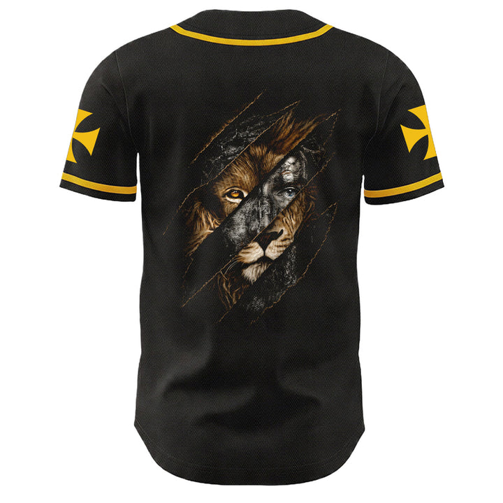 Christianartworkshop Jesus Löwe von Juda Zerrissenes Kratzer 3 Nägel Kreuz Unisex Baseballtrikot - image 4