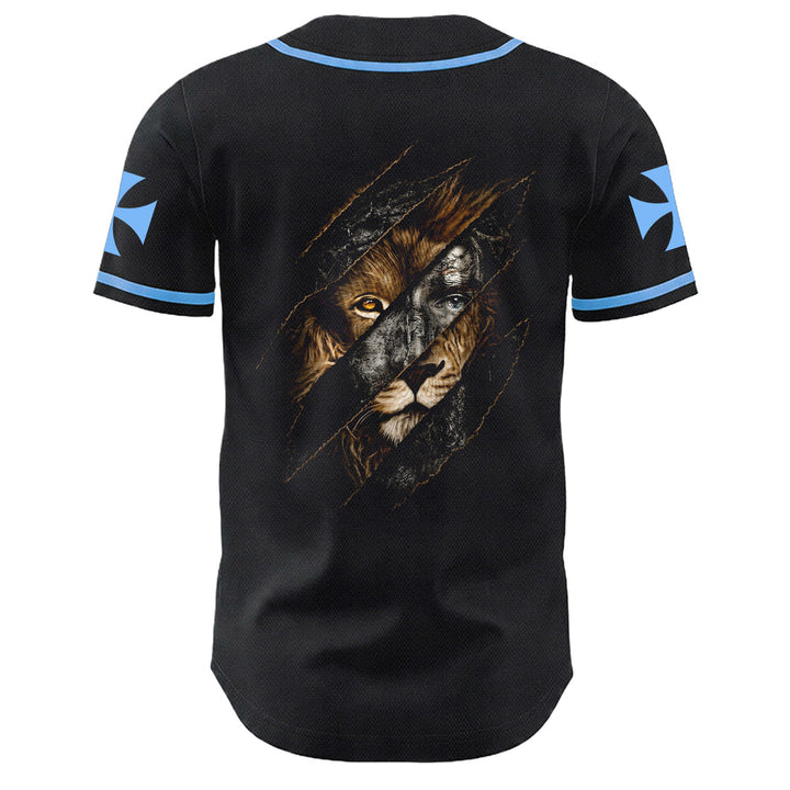 Christianartworkshop Jesus Löwe von Juda Zerrissenes Kratzer 3 Nägel Kreuz Unisex Baseballtrikot - image 7