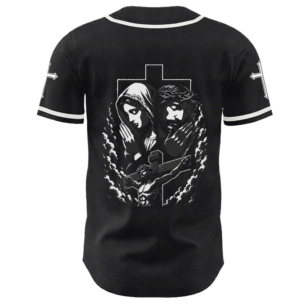 Christianartworkshop Jesus Jungfrau Maria Kruzifix Kreuz Christliches Unisex Baseballtrikot - image 1