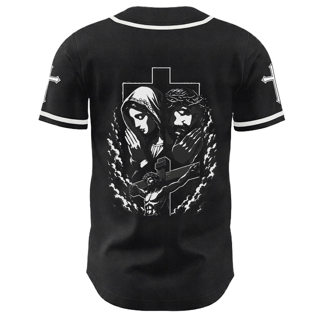 Christianartworkshop Jesus Jungfrau Maria Kruzifix Kreuz Christliches Unisex Baseballtrikot - image 1