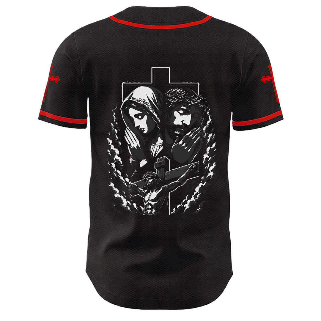 Christianartworkshop Jesus Jungfrau Maria Kruzifix Kreuz Christliches Unisex Baseballtrikot - image 16
