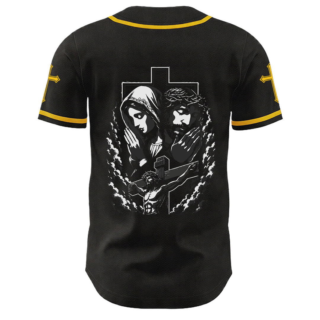 Christianartworkshop Jesus Jungfrau Maria Kruzifix Kreuz Christliches Unisex Baseballtrikot - image 7