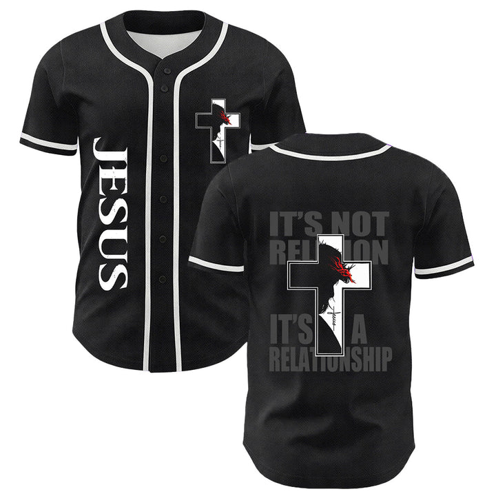 Baseballtrikot mit Motiv: Christliche Jungfrau Maria, Jesus, Kruzifix, Kreuz - Weiß - 5XL - image 3