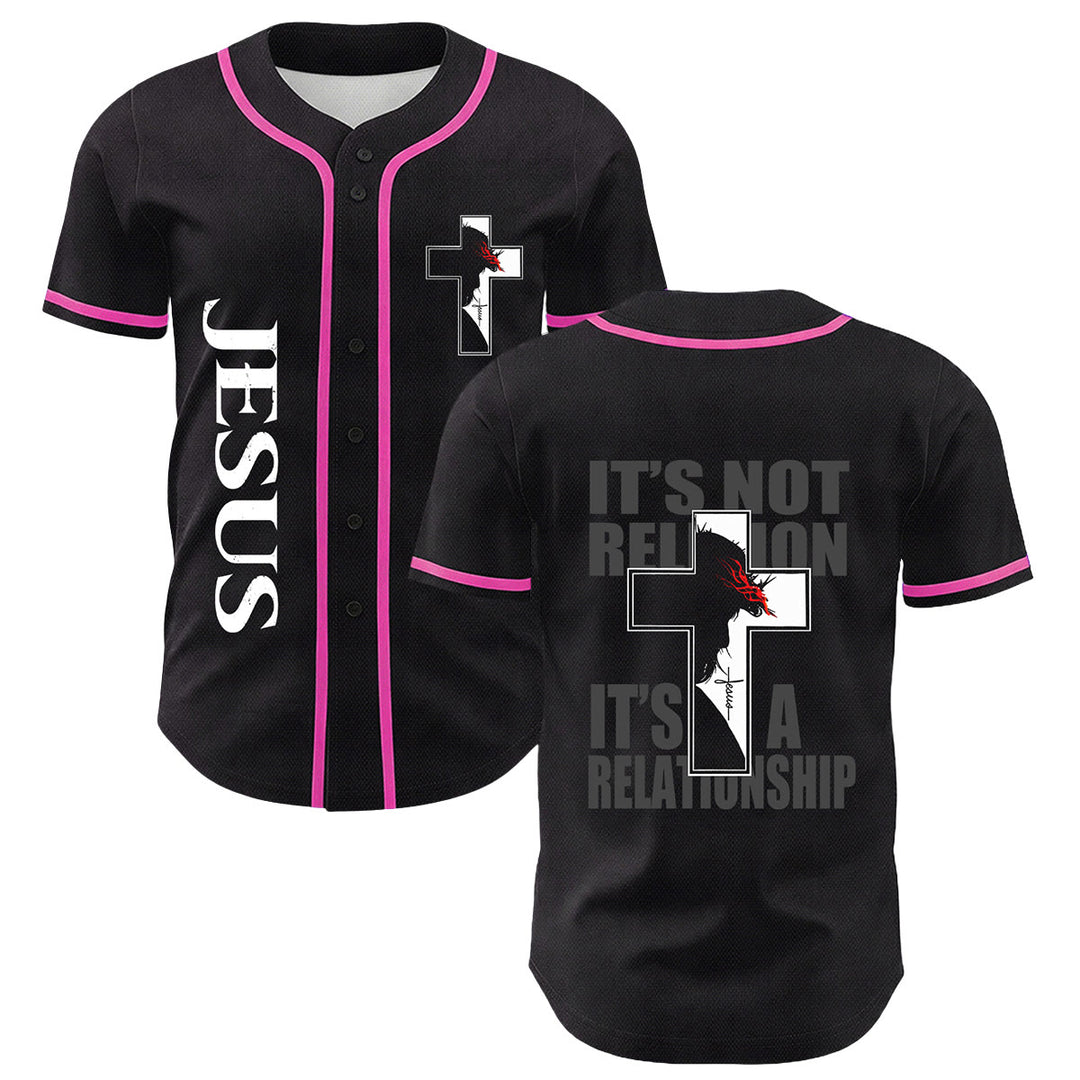 Baseballtrikot mit Motiv: Christliche Jungfrau Maria, Jesus, Kruzifix, Kreuz - Rosa - 5XL - image 6
