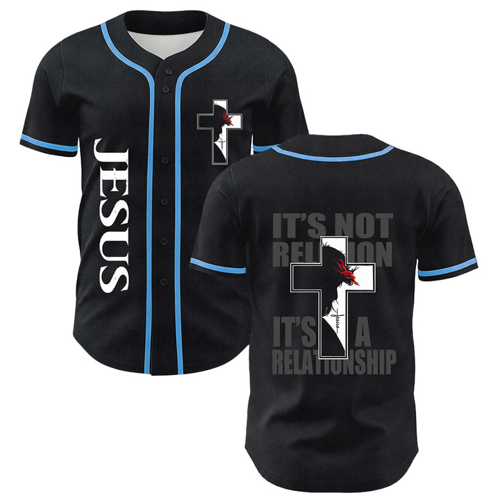 Baseballtrikot mit Motiv: Christliche Jungfrau Maria, Jesus, Kruzifix, Kreuz - Blau - 5XL - image 15
