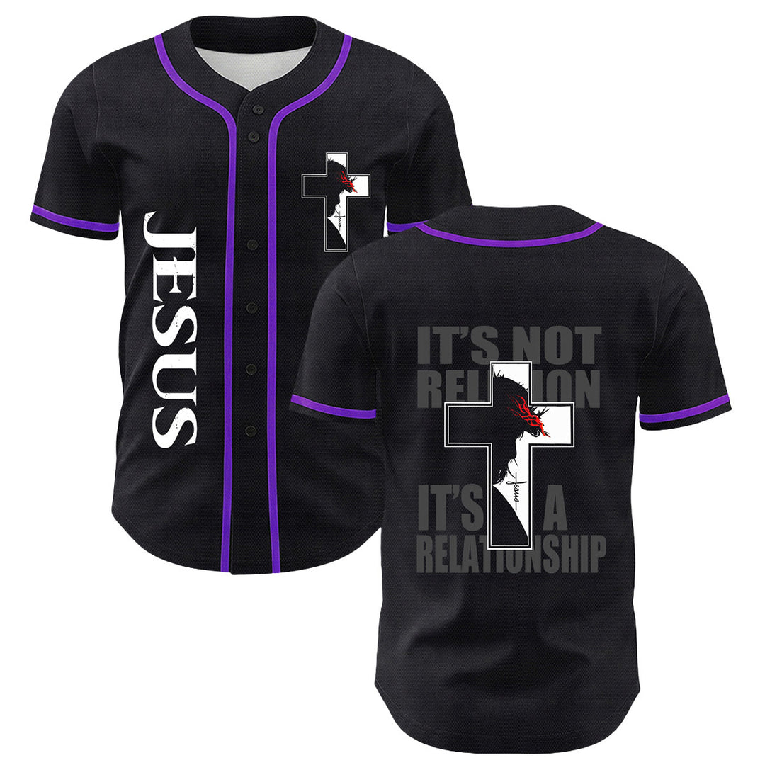 Baseballtrikot mit Motiv: Christliche Jungfrau Maria, Jesus, Kruzifix, Kreuz - Lila - 5XL - image 24