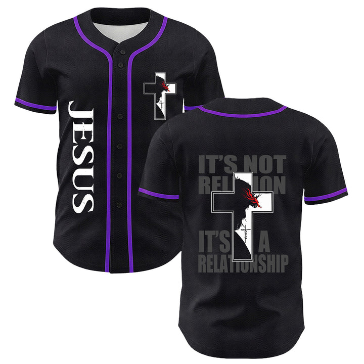 Baseballtrikot mit Motiv: Christliche Jungfrau Maria, Jesus, Kruzifix, Kreuz - Lila - 5XL - image 24