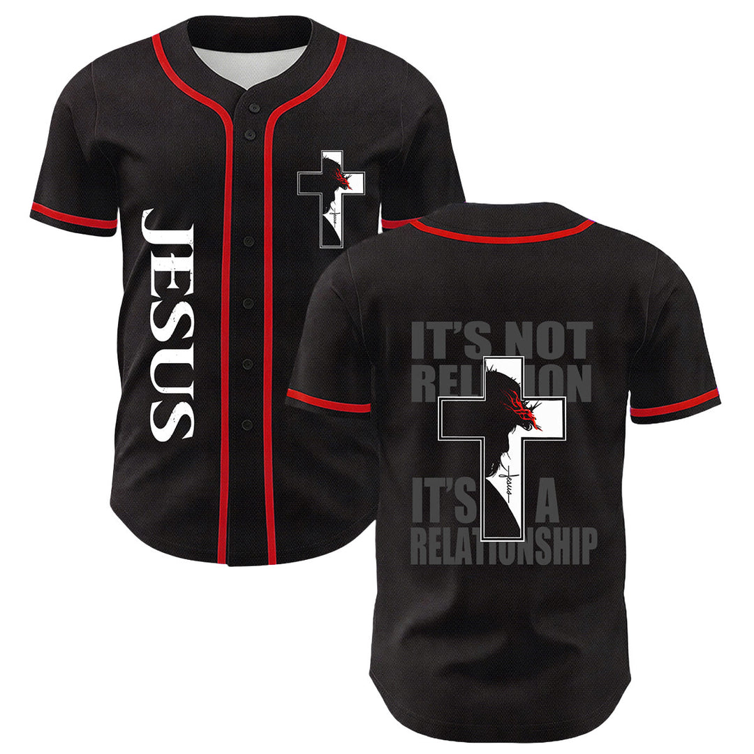 Baseballtrikot mit Motiv: Christliche Jungfrau Maria, Jesus, Kruzifix, Kreuz - Rot - 5XL - image 0