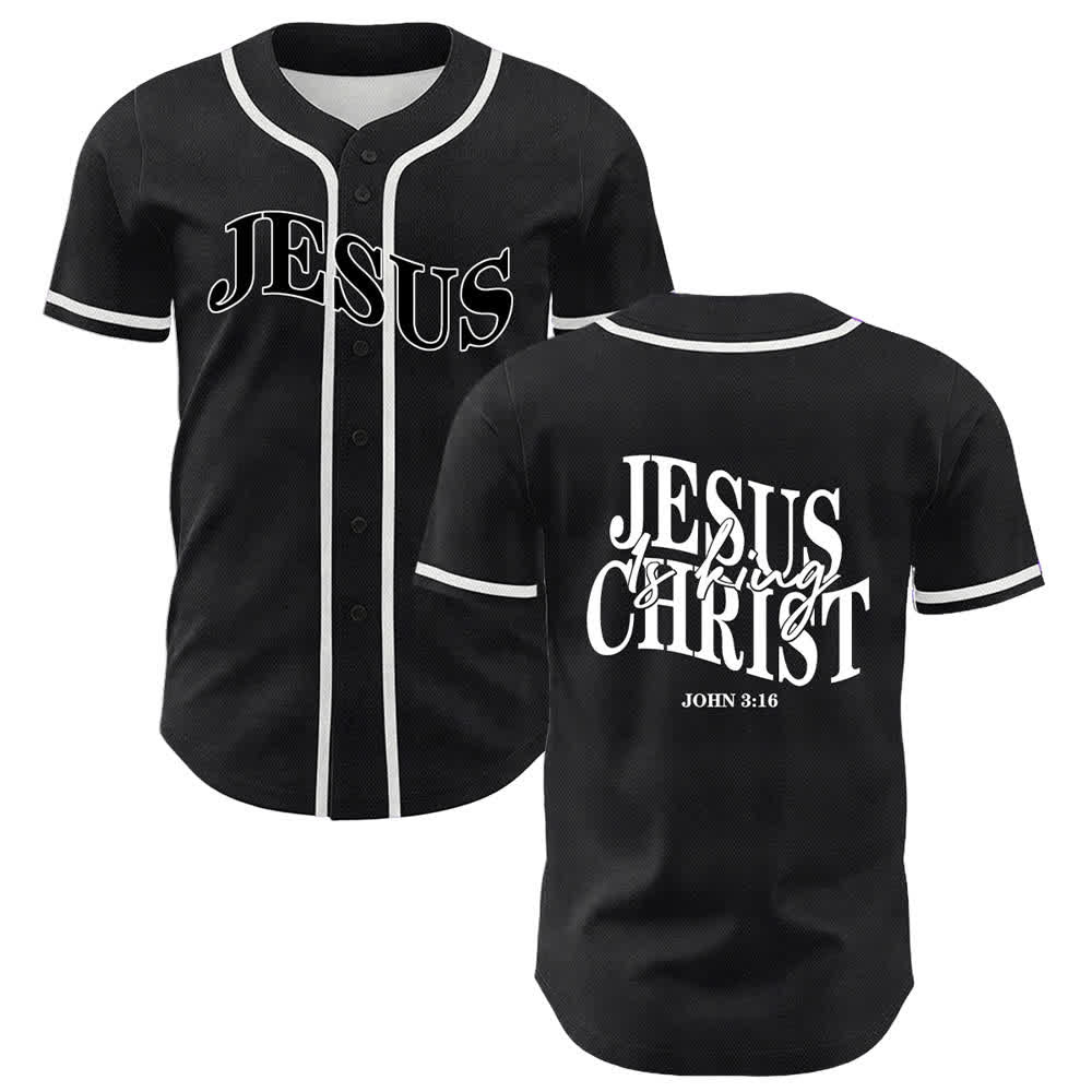 Christianartworkshop Jesus ist König Johannes 3:16 Unisex-Baseballtrikot - Weiß - 5XL - image 3