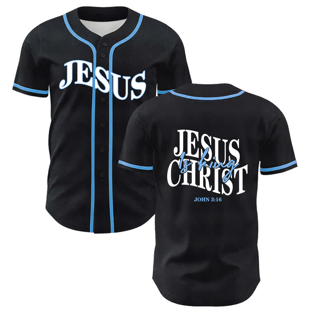 Christianartworkshop Jesus ist König Johannes 3:16 Unisex-Baseballtrikot - Blau - 5XL - image 9