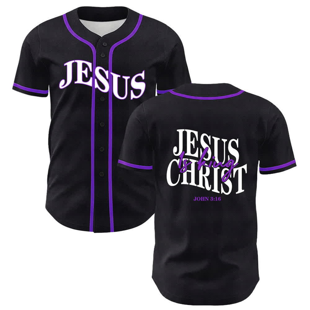Christianartworkshop Jesus ist König Johannes 3:16 Unisex-Baseballtrikot - Lila - 5XL - image 21