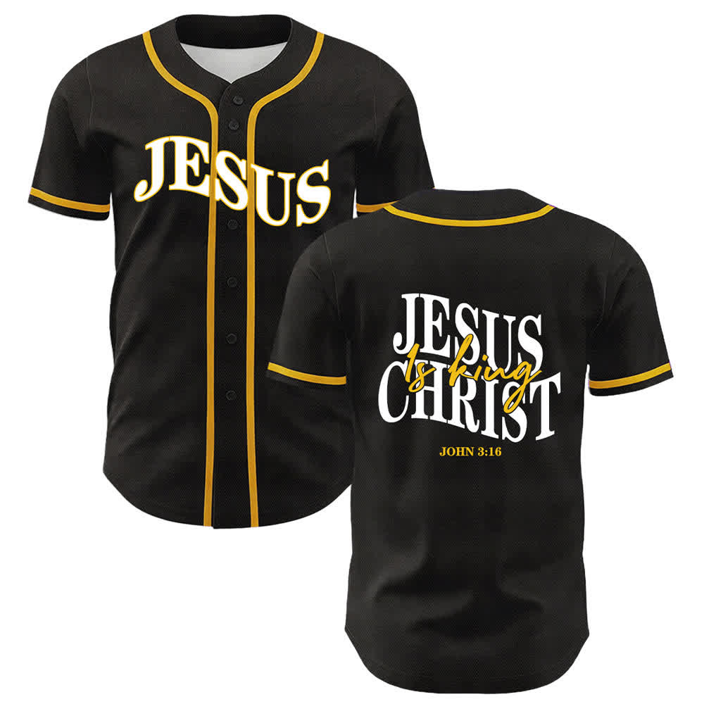 Christianartworkshop Jesus ist König Johannes 3:16 Unisex-Baseballtrikot - Gelb - 5XL - image 0