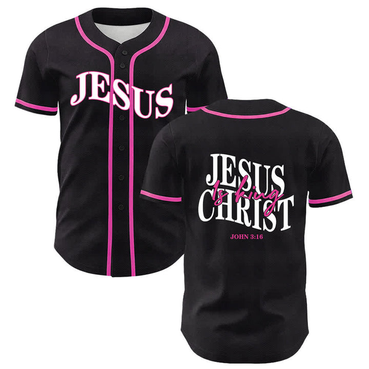 Christianartworkshop Jesus ist König Johannes 3:16 Unisex-Baseballtrikot - Rosa - 5XL - image 6