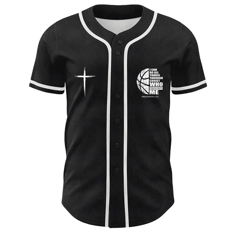 Christianartworkshop Basketball „Ich kann alles durch Christus tun“ Unisex-Baseballtrikot - image 2