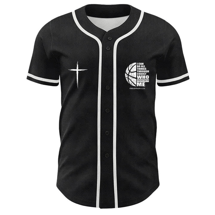 Christianartworkshop Basketball „Ich kann alles durch Christus tun“ Unisex-Baseballtrikot - image 2