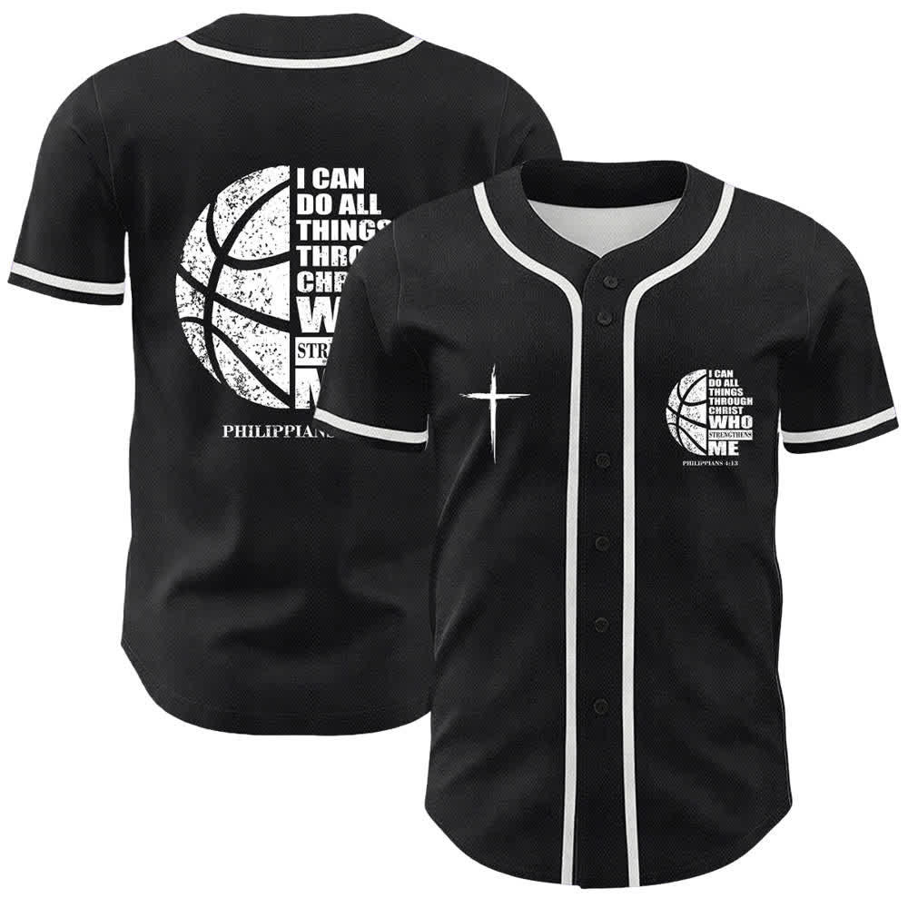 Christianartworkshop Basketball „Ich kann alles durch Christus tun“ Unisex-Baseballtrikot - Weiß - 5XL - image 0