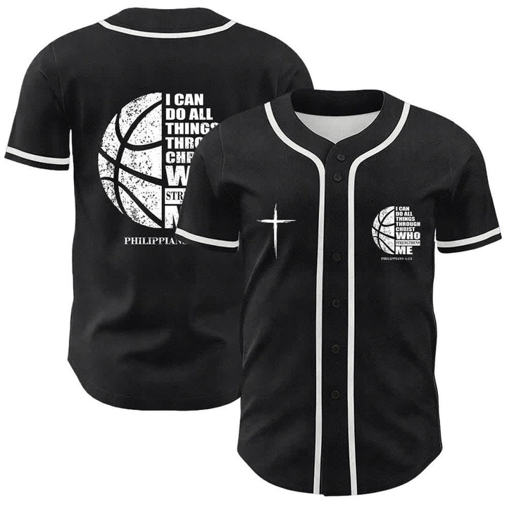 Christianartworkshop Basketball „Ich kann alles durch Christus tun“ Unisex-Baseballtrikot - Weiß - 5XL - image 0