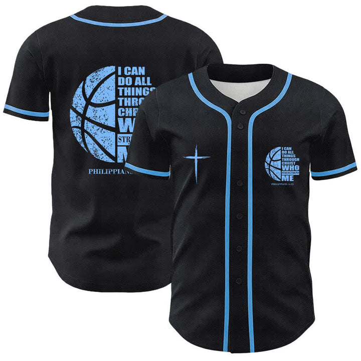 Christianartworkshop Basketball „Ich kann alles durch Christus tun“ Unisex-Baseballtrikot - Blau - 5XL - image 6
