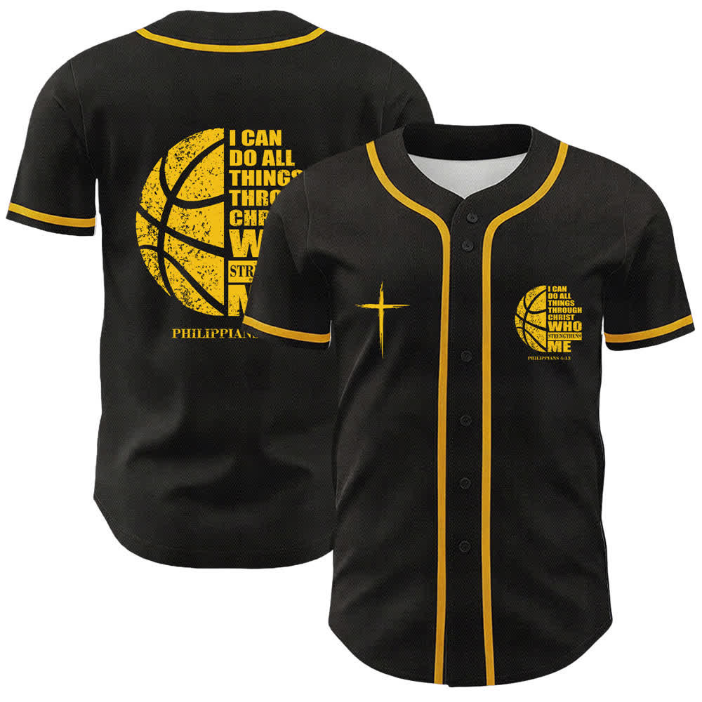 Christianartworkshop Basketball „Ich kann alles durch Christus tun“ Unisex-Baseballtrikot - Gelb - 5XL - image 9