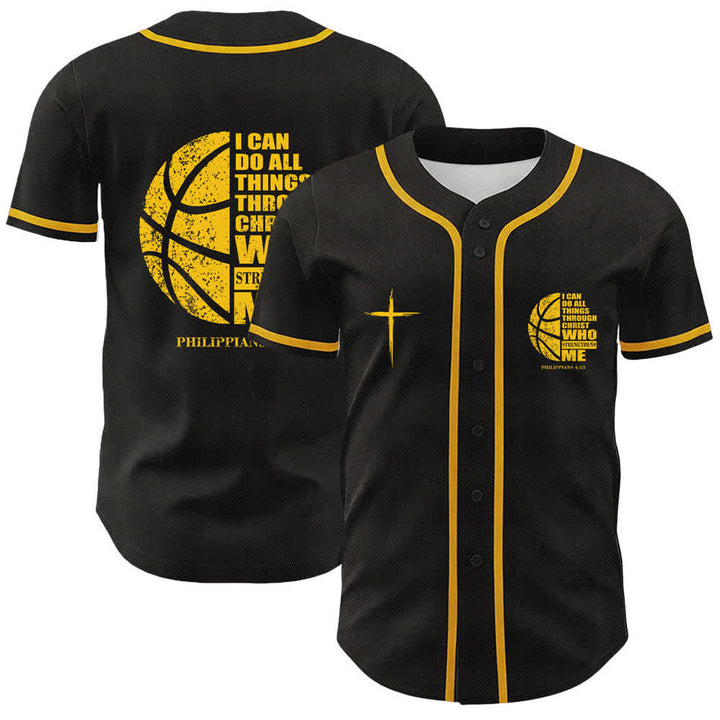 Christianartworkshop Basketball „Ich kann alles durch Christus tun“ Unisex-Baseballtrikot - Gelb - 5XL - image 9