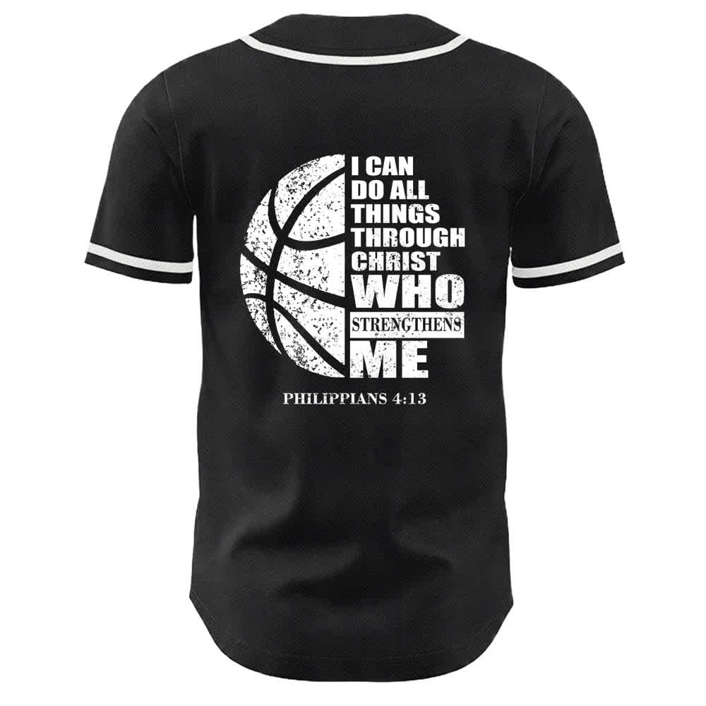 Christianartworkshop Basketball „Ich kann alles durch Christus tun“ Unisex-Baseballtrikot - image 1