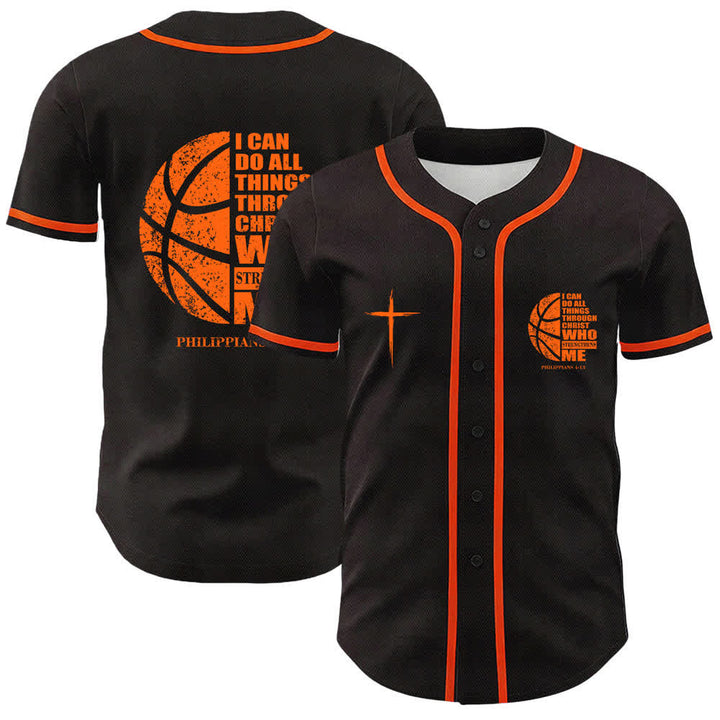 Christianartworkshop Basketball „Ich kann alles durch Christus tun“ Unisex-Baseballtrikot - Orange - 5XL - image 15