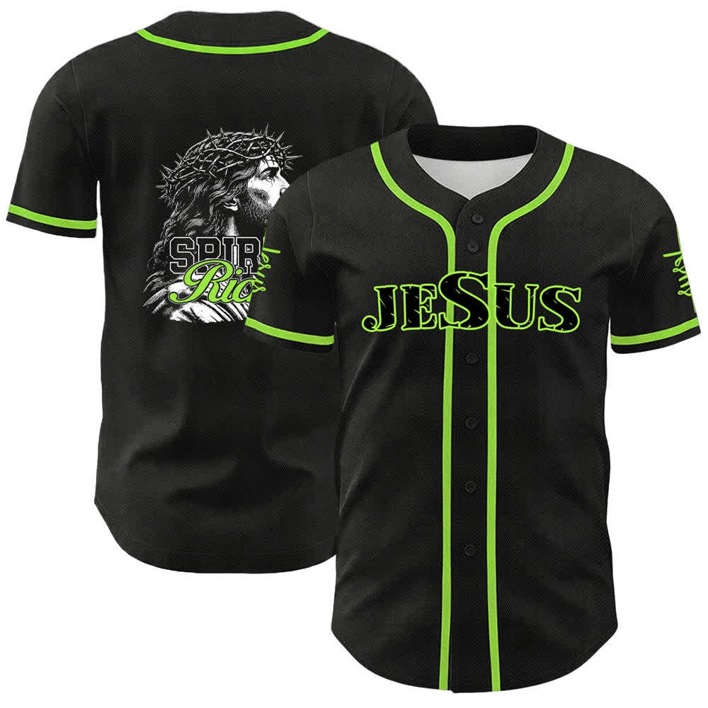 Christianartworkshop Jesus Spirit Rich Crown Of Thorns Portrait Unisex Baseball Jersey - Hellgrün - 5XL - image 15