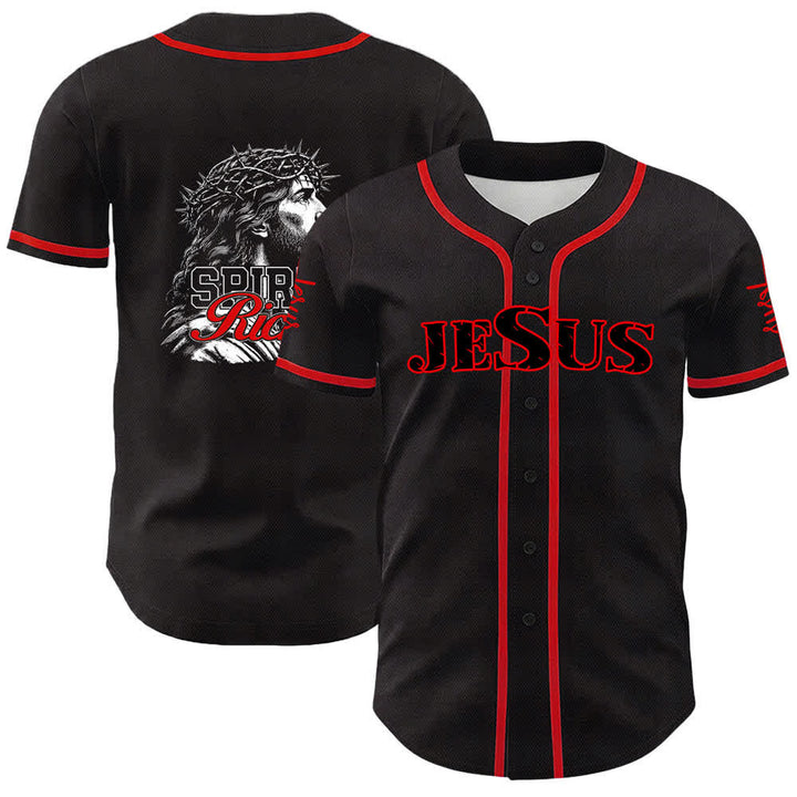 Christianartworkshop Jesus Spirit Rich Crown Of Thorns Portrait Unisex Baseball Jersey - Rot - 5XL - image 9