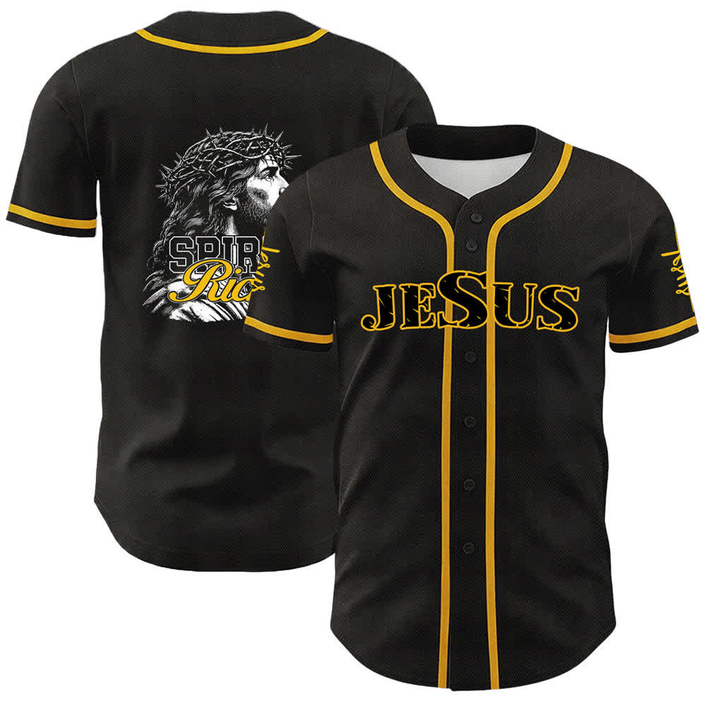 Christianartworkshop Jesus Spirit Rich Crown Of Thorns Portrait Unisex Baseball Jersey - Gelb - 5XL - image 3
