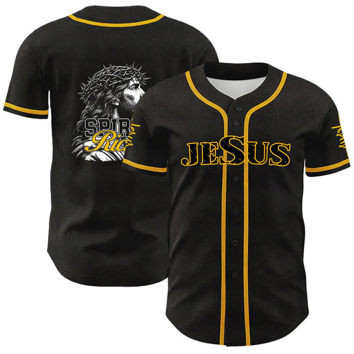 Christianartworkshop Jesus Spirit Rich Crown Of Thorns Portrait Unisex Baseball Jersey - Gelb - 5XL - image 3