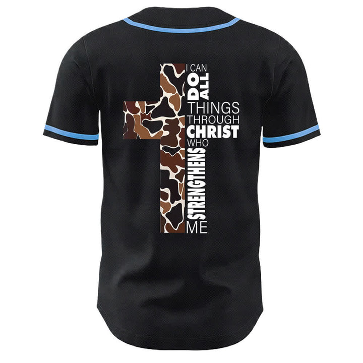 Christianartworkshop Leopard Print Cross I Can Do All Through Christ Unisex Baseball Jersey - image 13