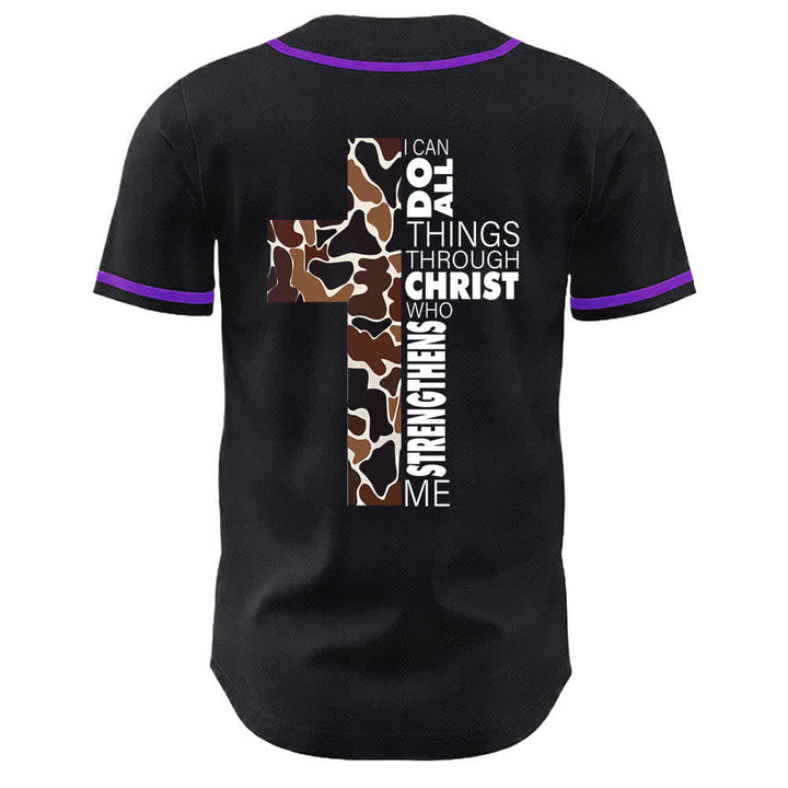 Christianartworkshop Leopard Print Cross I Can Do All Through Christ Unisex Baseball Jersey - image 19