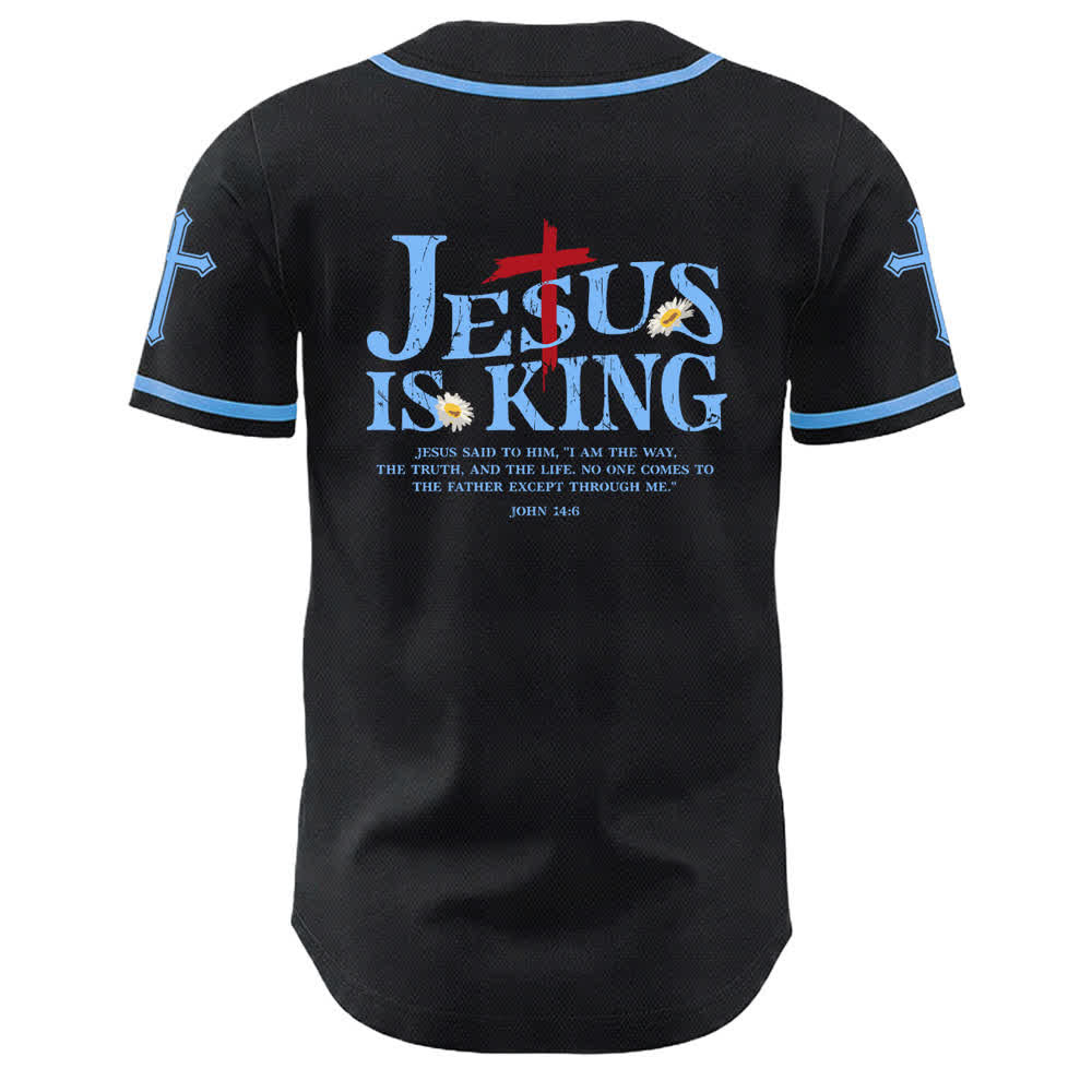 Christianartworkshop Jesus ist König Johannes 14:6 3 Nägel 1 Kreuz Unisex Baseballtrikot - image 13