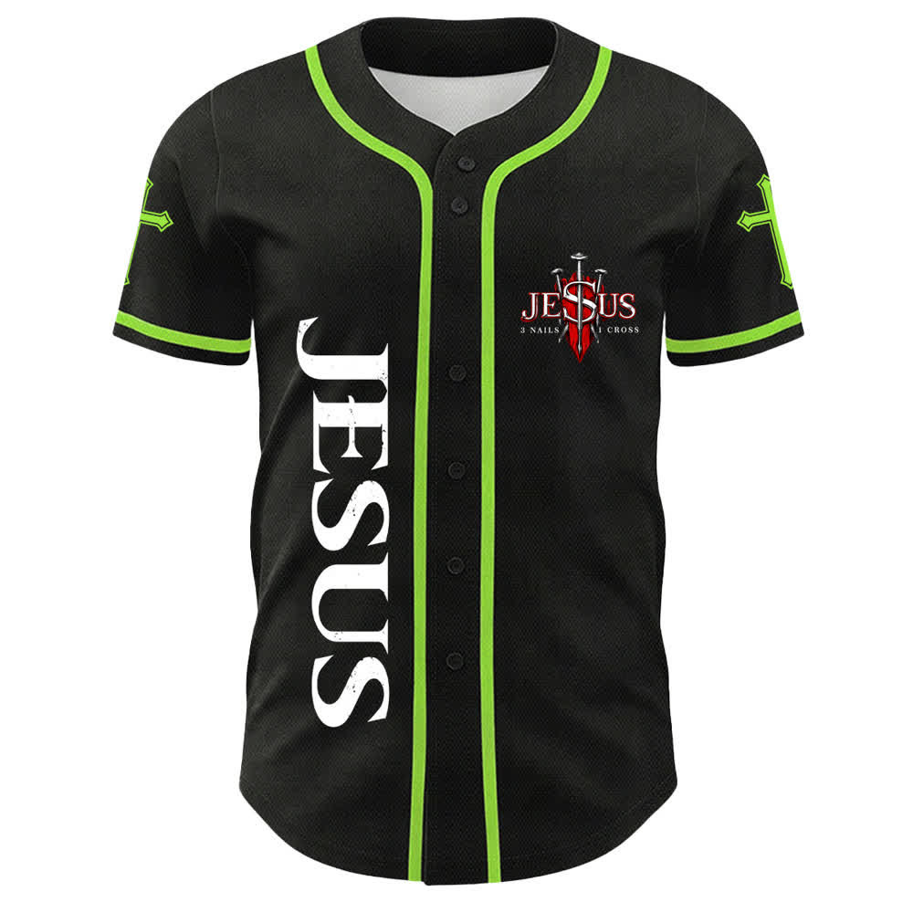 Christianartworkshop Jesus ist König Johannes 14:6 3 Nägel 1 Kreuz Unisex Baseballtrikot - image 17