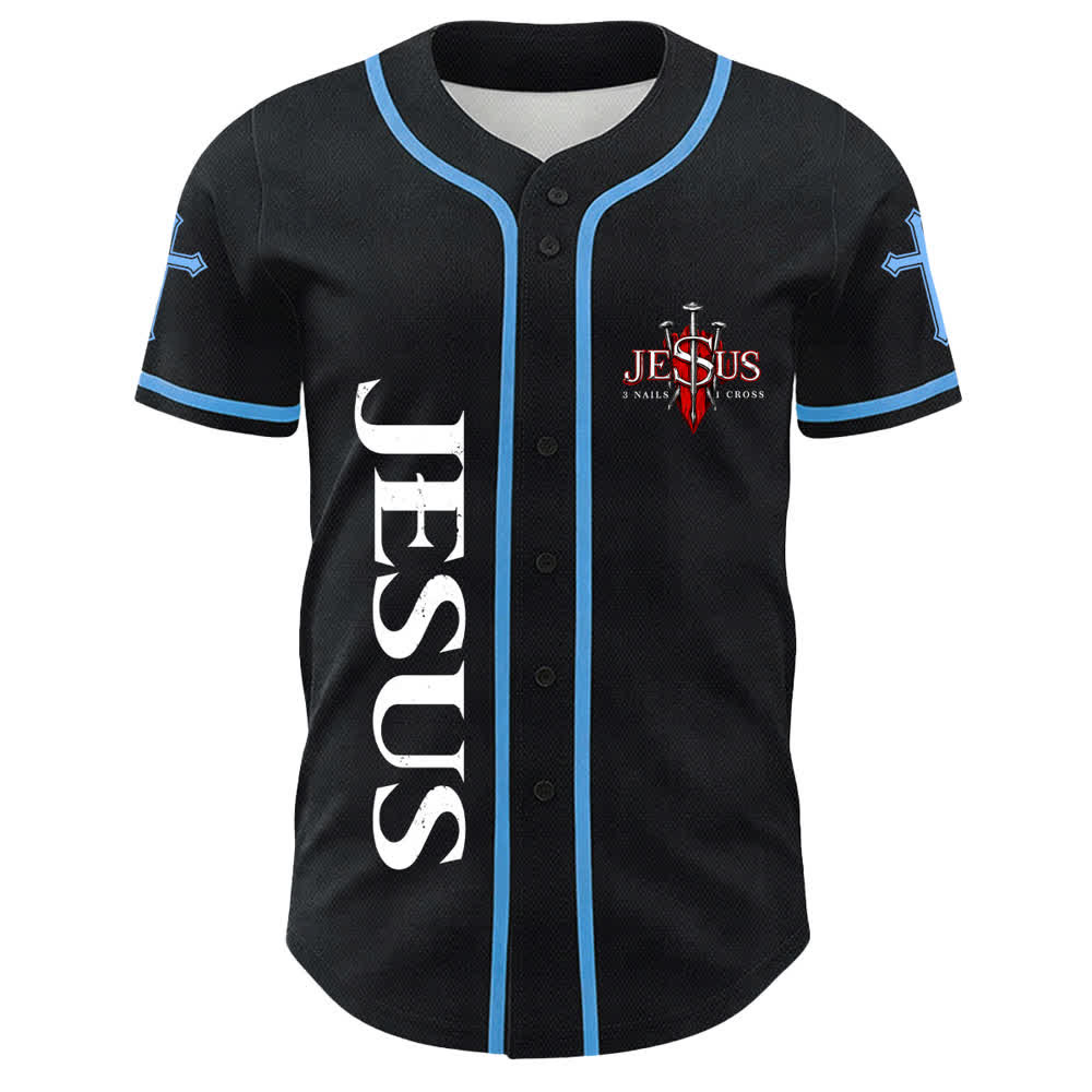 Christianartworkshop Jesus ist König Johannes 14:6 3 Nägel 1 Kreuz Unisex Baseballtrikot - image 14
