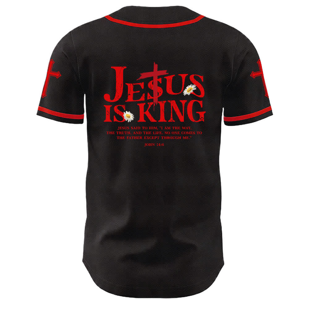 Christianartworkshop Jesus ist König Johannes 14:6 3 Nägel 1 Kreuz Unisex Baseballtrikot - image 1