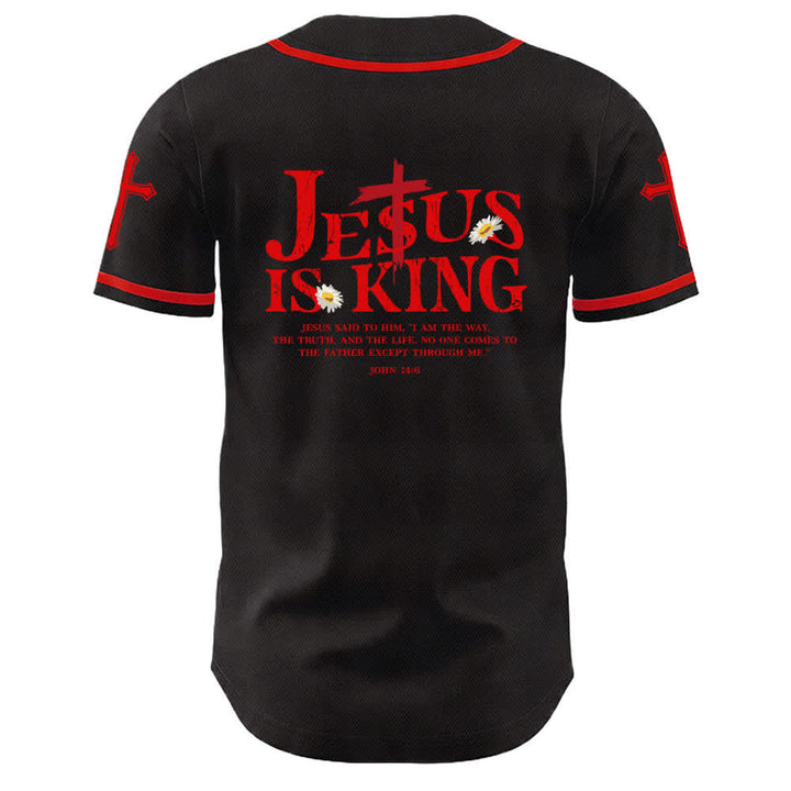 Christianartworkshop Jesus ist König Johannes 14:6 3 Nägel 1 Kreuz Unisex Baseballtrikot - image 1