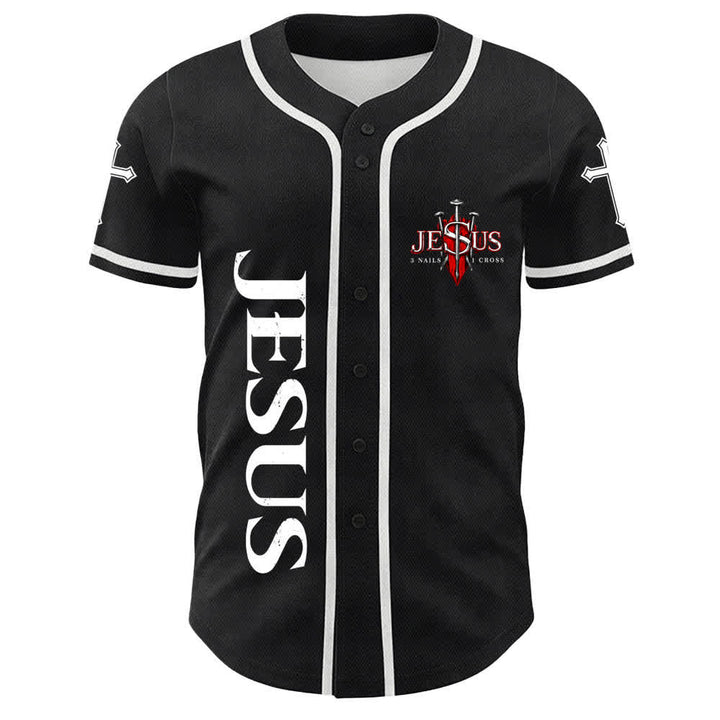 Christianartworkshop Jesus ist König Johannes 14:6 3 Nägel 1 Kreuz Unisex Baseballtrikot - image 8