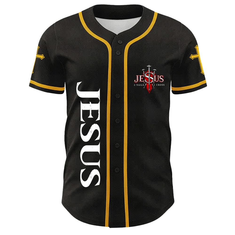 Christianartworkshop Jesus ist König Johannes 14:6 3 Nägel 1 Kreuz Unisex Baseballtrikot - image 5