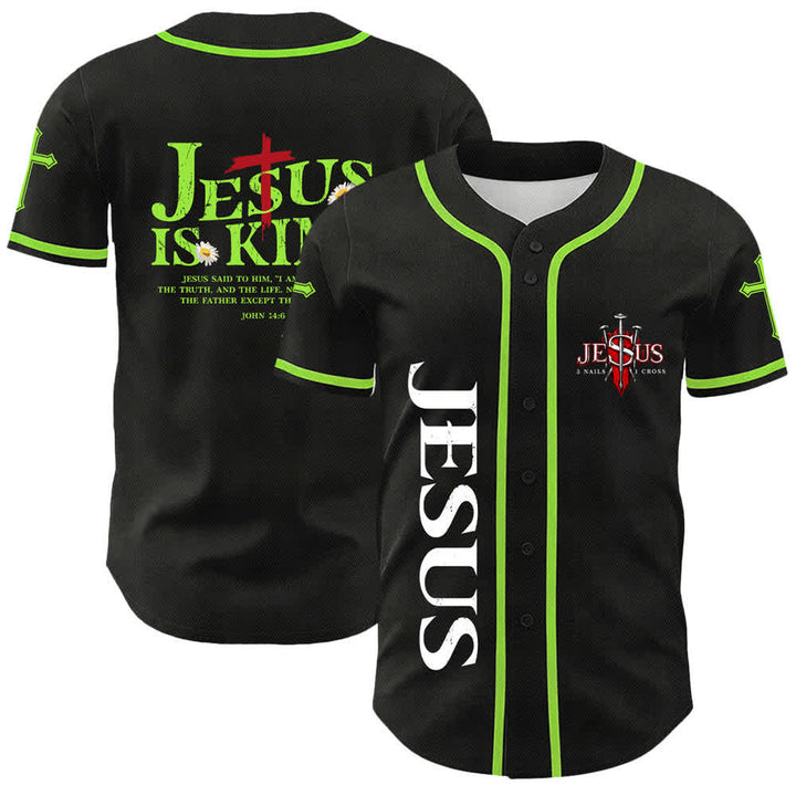 Christianartworkshop Jesus ist König Johannes 14:6 3 Nägel 1 Kreuz Unisex Baseballtrikot - Hellgrün - 5XL - image 15